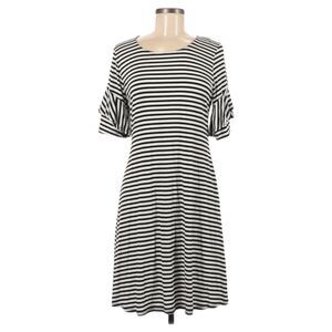 Karen Kane Striped Dress Size M Black & White Ruffle Short Sleeve Midi Length